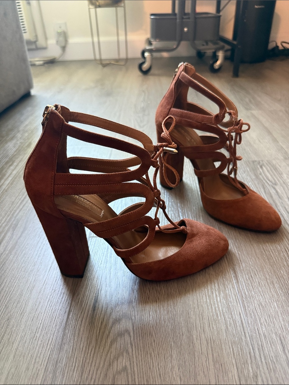 Aquazzura Firenze lace-up suede heels